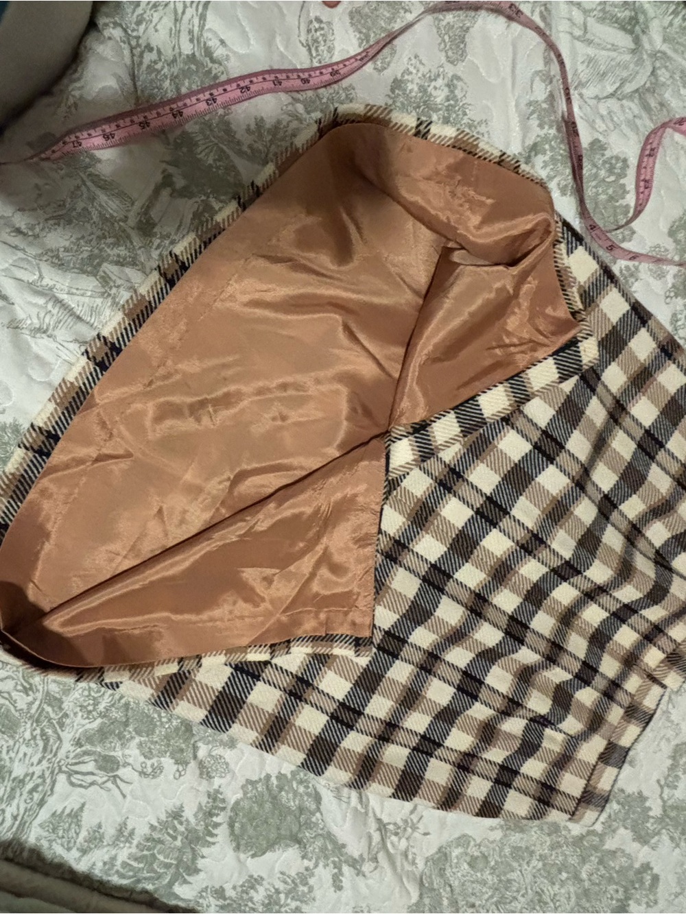 JH Collectibles sz 14 Vintage 80’s Ivory Camel Black plaid wool skirt academia - Picture 10 of 12